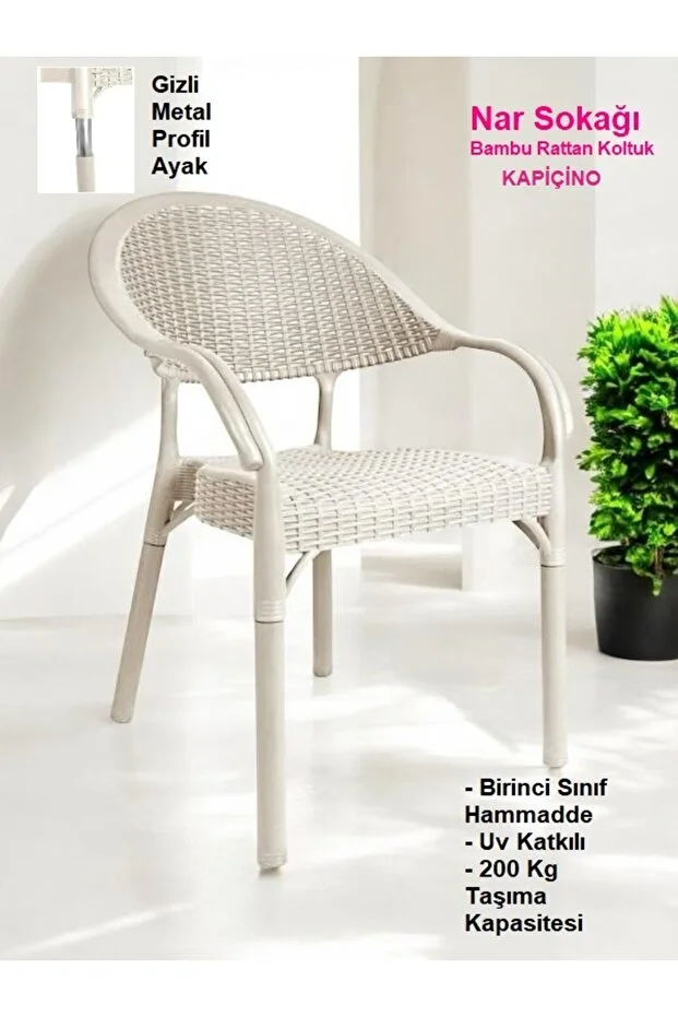 Bambu Rattan Kollu Sandalye Koltuk